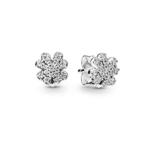 (bilde for) Pandora Clover silver stud earrings with clear cubic zirconia - 297944CZ