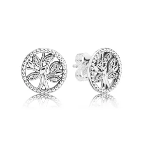 (bilde for) Pandora Family tree silver stud earrings with clear cubic zirconia - 297843CZ