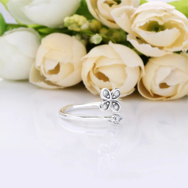 (bilde for) Pandora Flower silver open ring with clear cubic zirconia - 197988CZ - Vis 3
