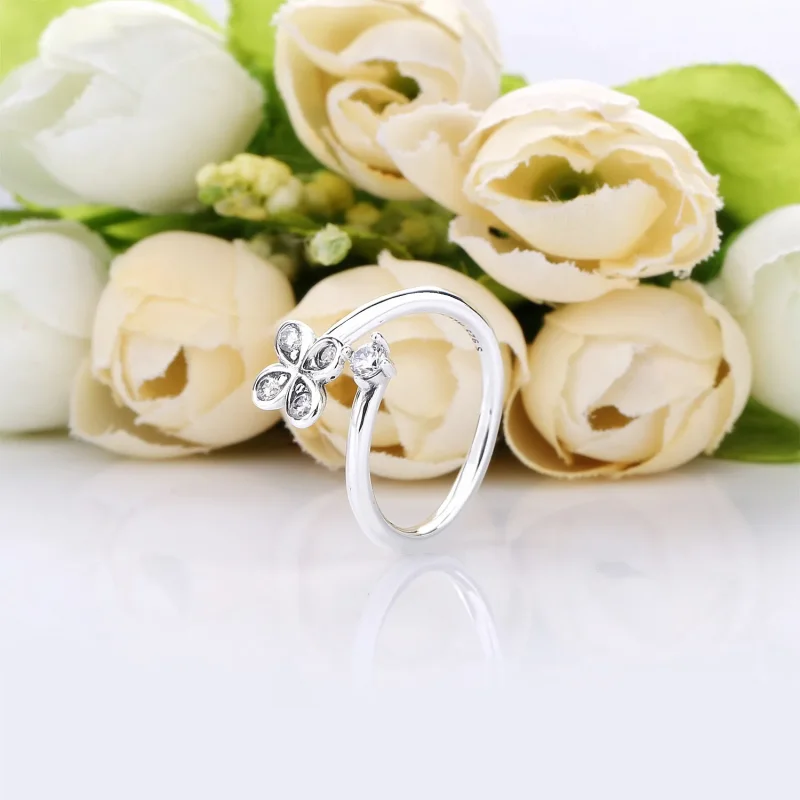 (bilde for) Pandora Flower silver open ring with clear cubic zirconia - 197988CZ - Vis 4