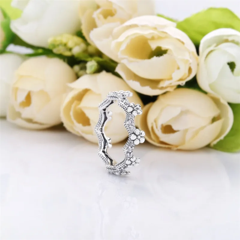 (bilde for) Pandora Flower silver ring with clear cubic zirconia - 197924CZ - Vis 2