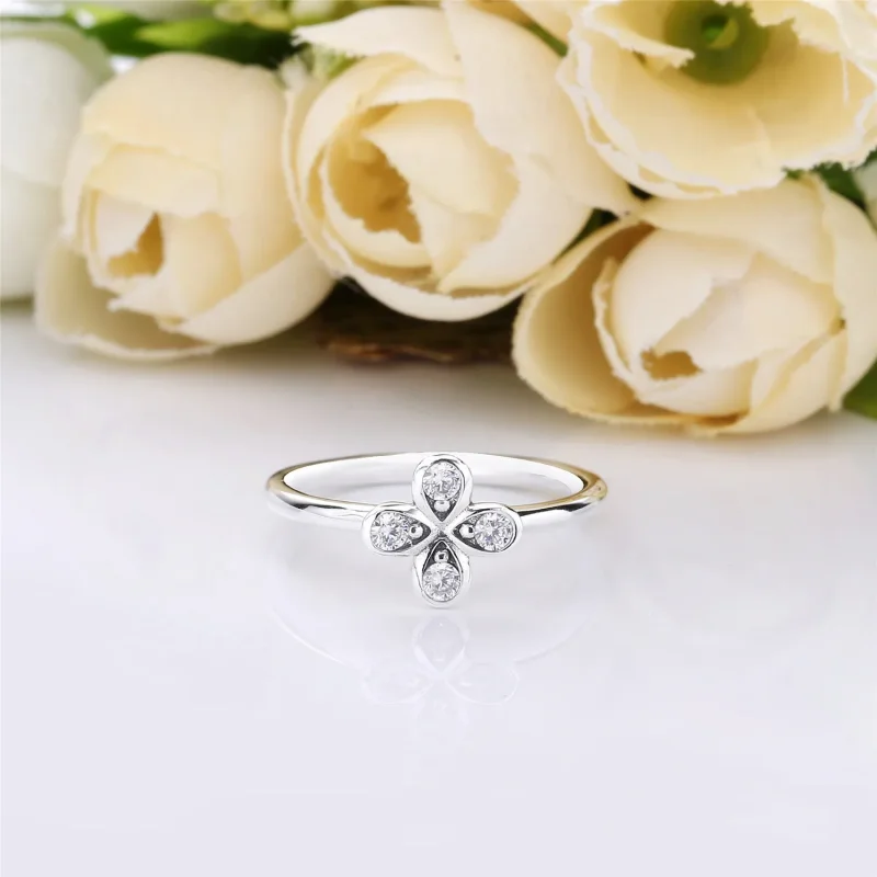 (bilde for) Pandora Flower silver ring with clear cubic zirconia - 197967CZ - Vis 3
