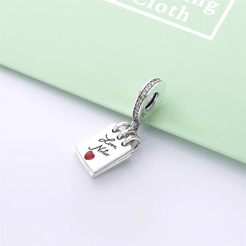 (bilde for) Pandora Love Notes sølv dingler med klar cubic zirconia og rød emalje - 797835CZ - Vis 2