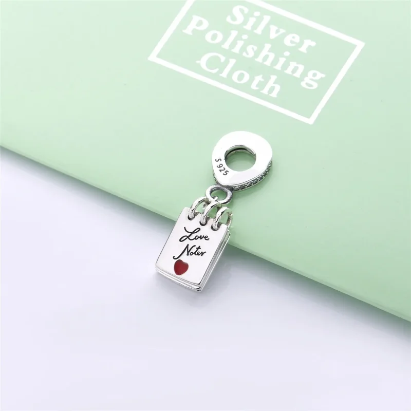 (bilde for) Pandora Love Notes sølv dingler med klar cubic zirconia og rød emalje - 797835CZ - Vis 3