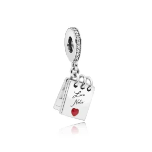 (bilde for) Pandora Love Notes sølv dingler med klar cubic zirconia og rød emalje - 797835CZ