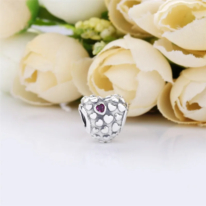 (bilde for) Pandora Mum silver charm with red cubic zirconia - 797781CZR - Vis 2