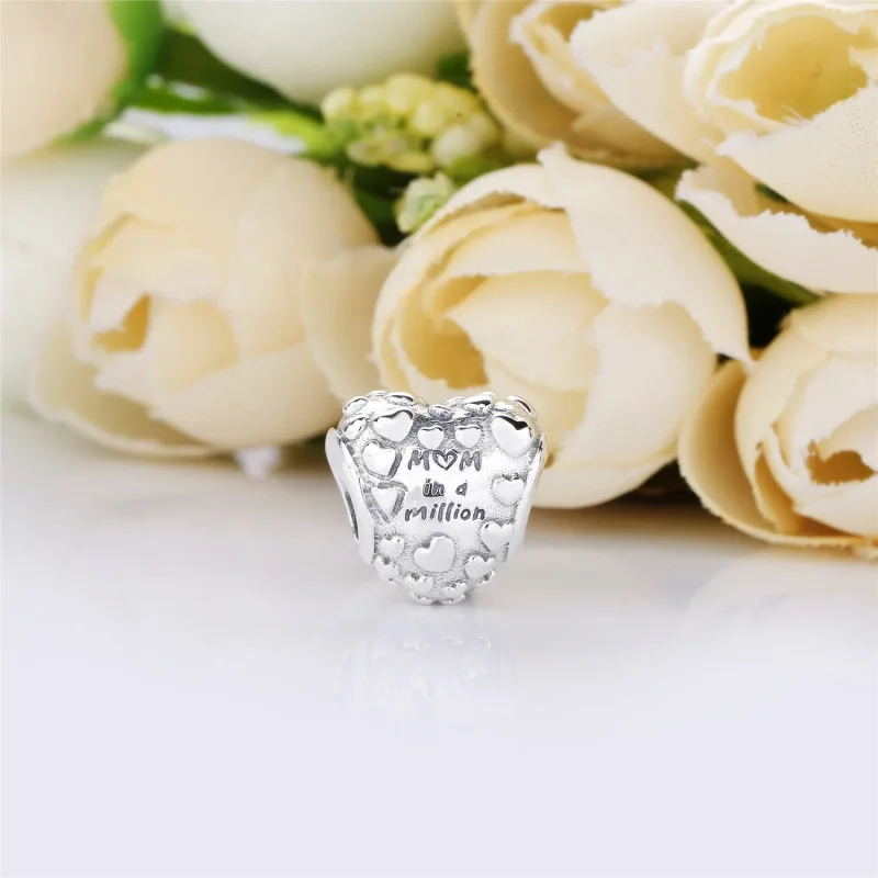 (bilde for) Pandora Mum silver charm with red cubic zirconia - 797781CZR - Vis 3