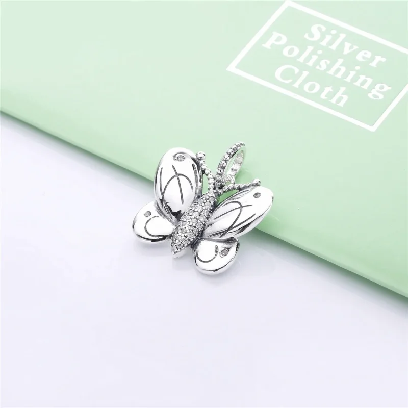 (bilde for) Pandora Oversized butterfly silver charm with clear cubic zirconia - 797880CZ - Vis 2