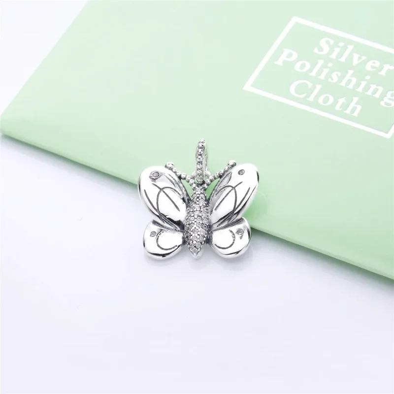 (bilde for) Pandora Oversized butterfly silver charm with clear cubic zirconia - 797880CZ - Vis 3