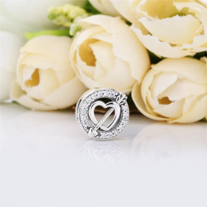 (bilde for) PANDORA Reflexions heart and arrow silver clip charm with clear cubic zirconia - - Vis 2