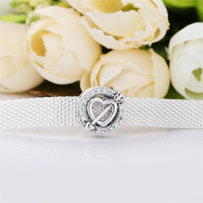 (bilde for) PANDORA Reflexions heart and arrow silver clip charm with clear cubic zirconia - - Vis 3