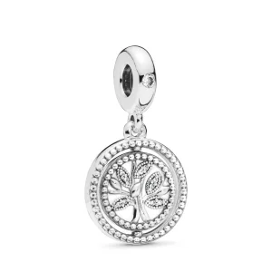 (bilde for) Pandora Spinnende slektstre sølv dingler med klar cubic zirconia og hvit emalje - 797786CZ