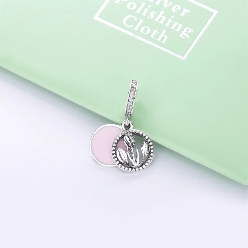 (bilde for) Pandora Tulipan sølv dingler med klar cubic zirconia, hvit og skyggelagt rosa em - Vis 2