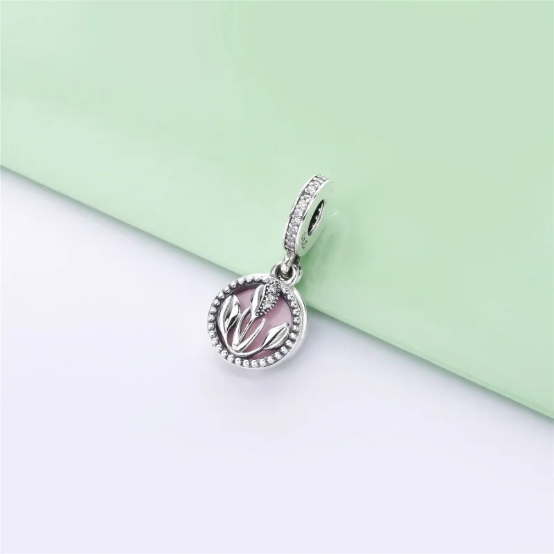 (bilde for) Pandora Tulipan sølv dingler med klar cubic zirconia, hvit og skyggelagt rosa em - Vis 3