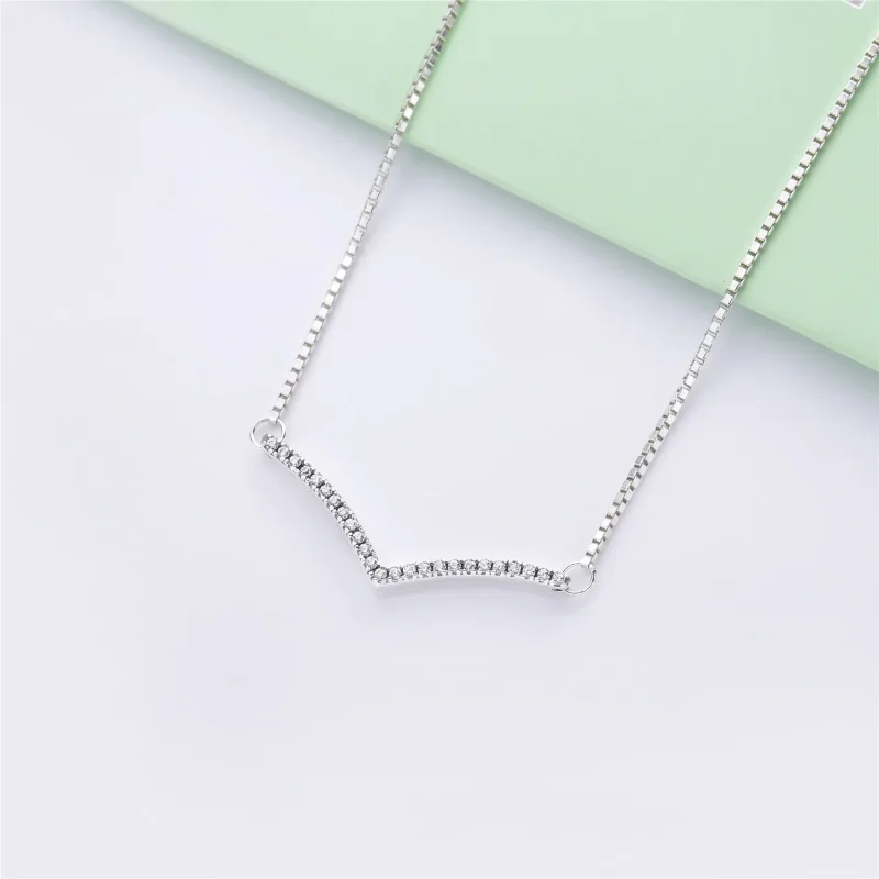 (bilde for) Pandora Wishbone silver collier with clear cubic zirconia - 397802CZ - Vis 2