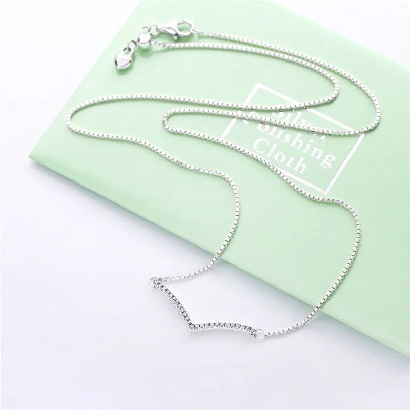 (bilde for) Pandora Wishbone silver collier with clear cubic zirconia - 397802CZ - Vis 3