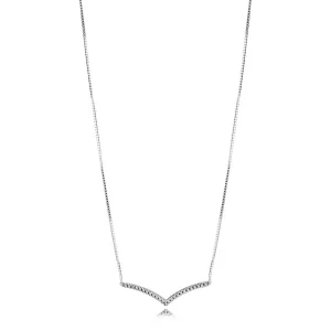 (bilde for) Pandora Wishbone silver collier with clear cubic zirconia - 397802CZ