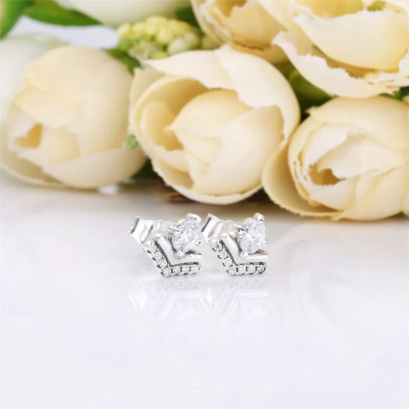 (bilde for) Pandora Wishbone silver stud earrings with clear cubic zirconia - 297787CZ - Vis 2