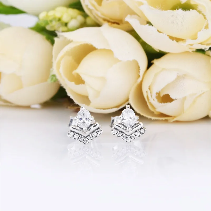 (bilde for) Pandora Wishbone silver stud earrings with clear cubic zirconia - 297787CZ - Vis 3