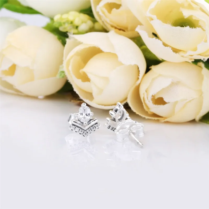 (bilde for) Pandora Wishbone silver stud earrings with clear cubic zirconia - 297787CZ - Vis 4
