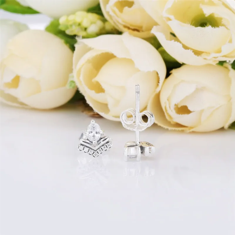 (bilde for) Pandora Wishbone silver stud earrings with clear cubic zirconia - 297787CZ - Vis 5