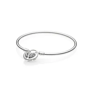 (bilde for) Pandora Moments Silver Bangle, Flourishing Hearts - 597101-17