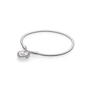 (bilde for) PANDORA MOMENTS Smooth Armbånd med Lock Your Promise-lås - 596586fpc