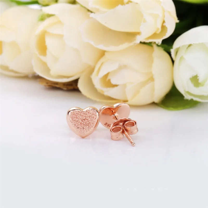 (bilde for) Heart stud earrings in diamond-pointed Pandora Rose - 287928 - Vis 3