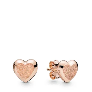 (bilde for) Heart stud earrings in diamond-pointed Pandora Rose - 287928