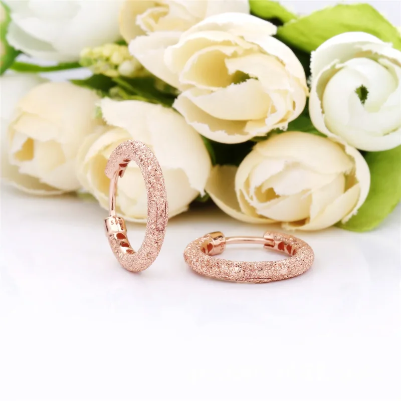 (bilde for) Hoop earrings in diamond-pointed Pandora Rose - 287930 - Vis 3
