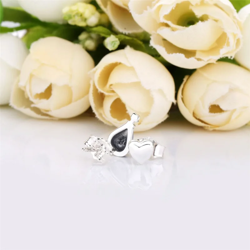 (bilde for) Pandora Air balloon and heart silver stud earrings with blue enamel - 298058EN19 - Vis 4