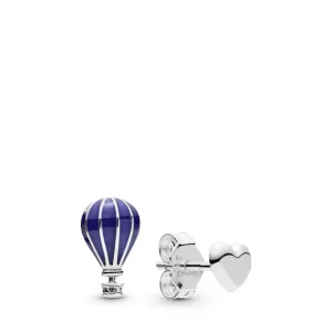 (bilde for) Pandora Air balloon and heart silver stud earrings with blue enamel - 298058EN195