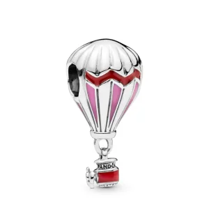 (bilde for) Pandora Air balloon silver hengende charm with pink and red enamel - 798055ENMX