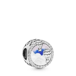 (bilde for) Pandora Air balloons silver charm with clear cubic zirconia, pink, purple and white enamel - 798061CZ