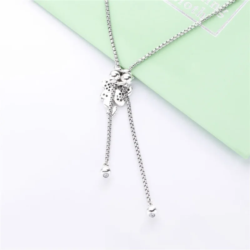 (bilde for) Pandora Butterfly silver Y-necklace with clear cubic zirconia and sliding clasp - Vis 3