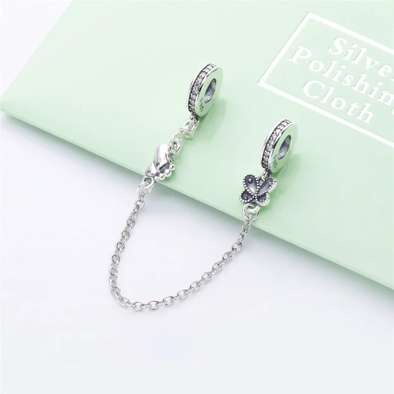 (bilde for) Pandora Butterfly sølv sikkerhetskjede med klar cubic zirconia - 797865CZ - Vis 2