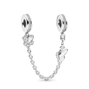 (bilde for) Pandora Butterfly sølv sikkerhetskjede med klar cubic zirconia - 797865CZ