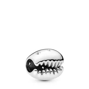 (bilde for) Pandora Coffee bean shell silver charm with clear cubic zirconia - 798131CZ