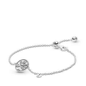 (bilde for) Pandora Family tree silver bracelet with clear cubic zirconia and white enamel - 597776CZ