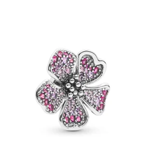 (bilde for) Pandora Flower silver charm with cerise crystal, pink synthetic sapphire and pink cubic zirconia - 798073NCCMX