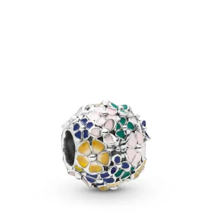 (bilde for) Pandora Flower silver charm with pink, green, blue, white and yellow enamel - 797907ENMX