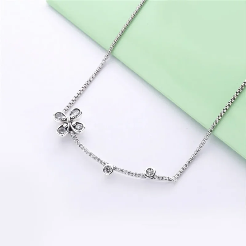 (bilde for) Pandora Flower silver collier with clear cubic zirconia - 397956CZ - Vis 3