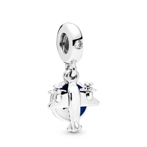 (bilde for) Pandora Fly sølv dingler med klar cubic zirconia, blå og hvit emalje - 798027CZ