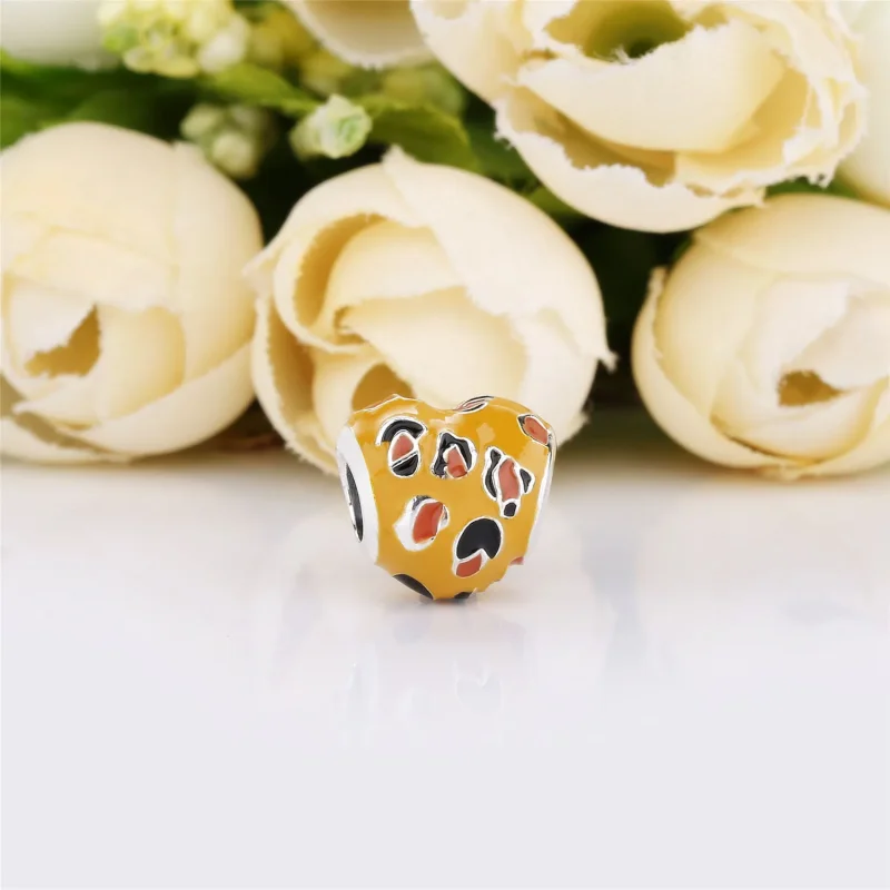 (bilde for) Pandora Heart silver charm with black, orange and brown enamel - 798065ENMX - Vis 2