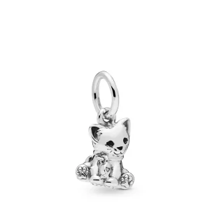 (bilde for) Pandora Katte sølv dingler med svart emalje - 798011EN16