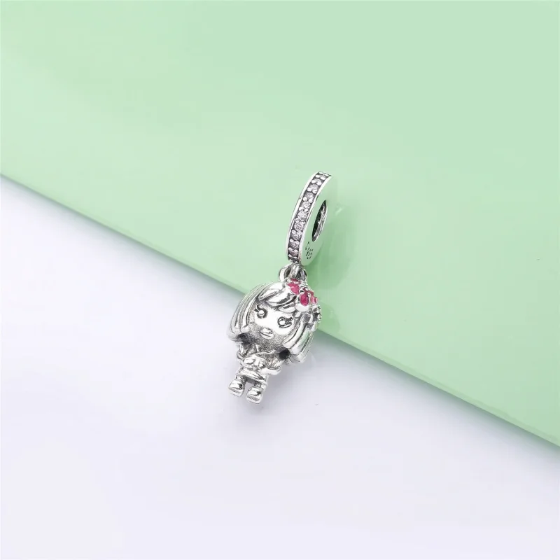 (bilde for) Pandora Kinesisk dukke sølv dingler med rosa syntetisk safir og rosa emalje - 79 - Vis 2