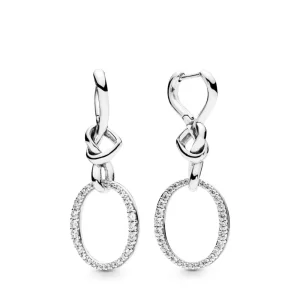 (bilde for) Pandora Knotted hearts silver earrings with clear cubic zirconia - 298110CZ