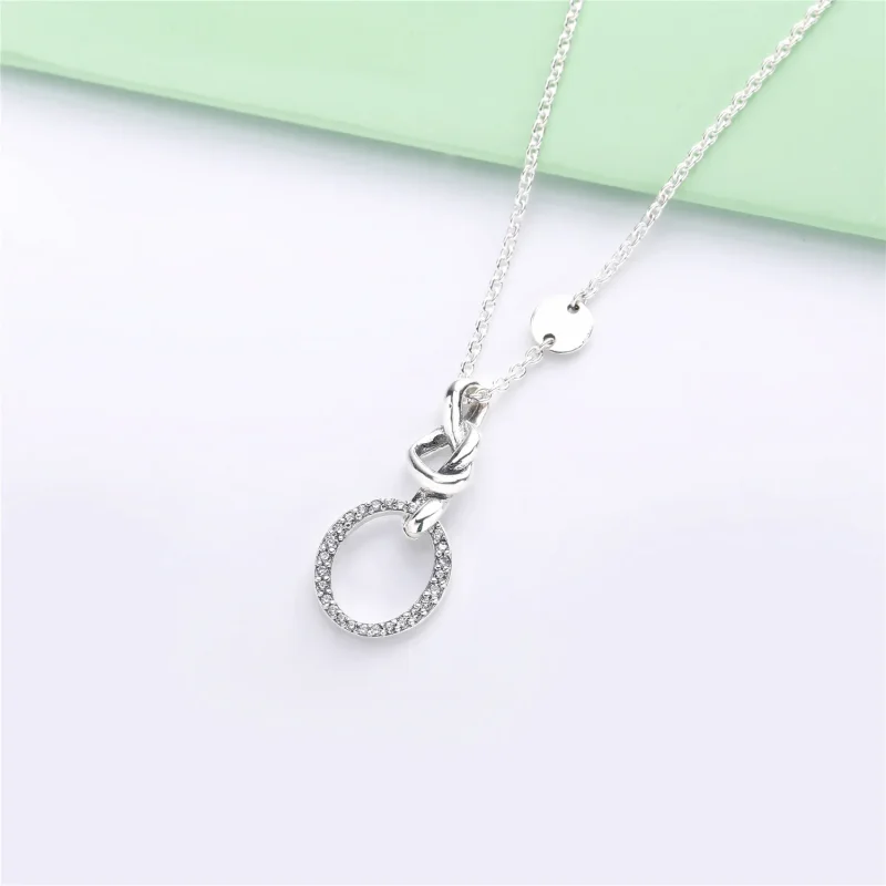 (bilde for) Pandora Knotted hearts silver pendant with clear cubic zirconia and necklace - 3 - Vis 2