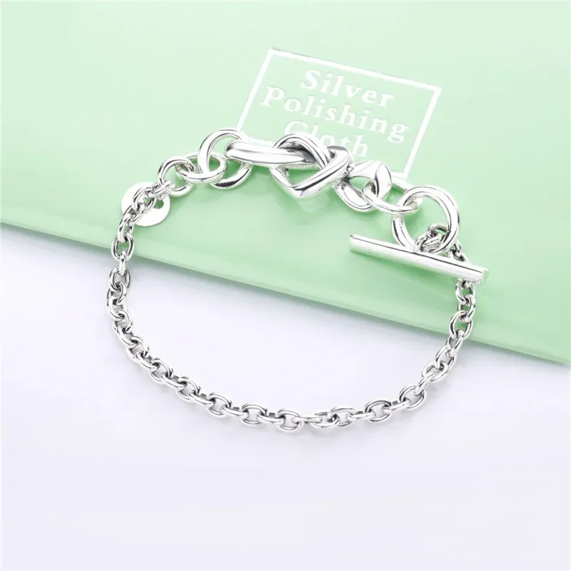 (bilde for) Pandora Knotted hearts silver T-bar bracelet - 598100 - Vis 2