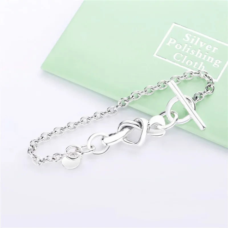 (bilde for) Pandora Knotted hearts silver T-bar bracelet - 598100 - Vis 3